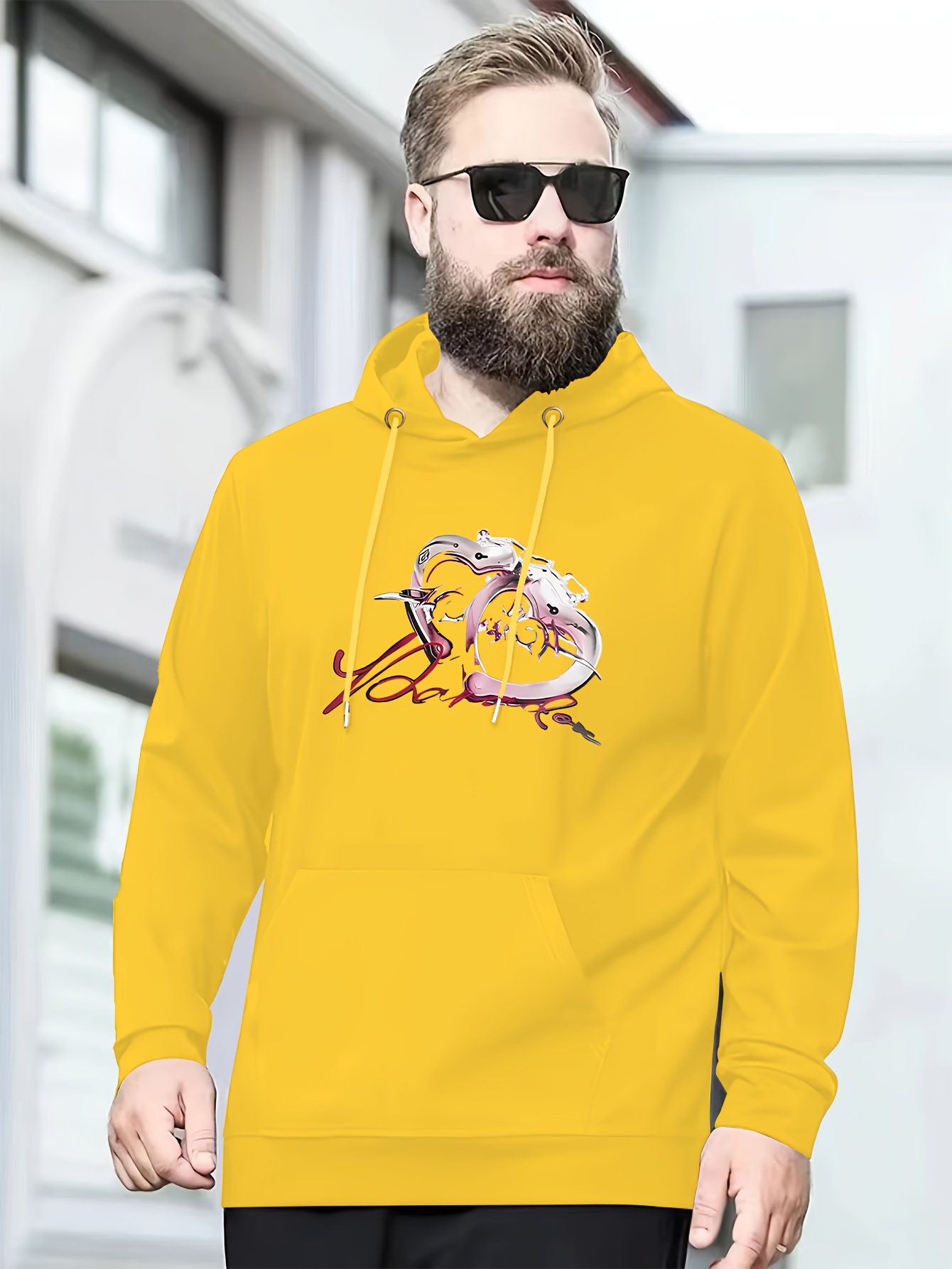 Plus Size Men's Hoodies Creative Pattern Print Hooded - Temu Australia