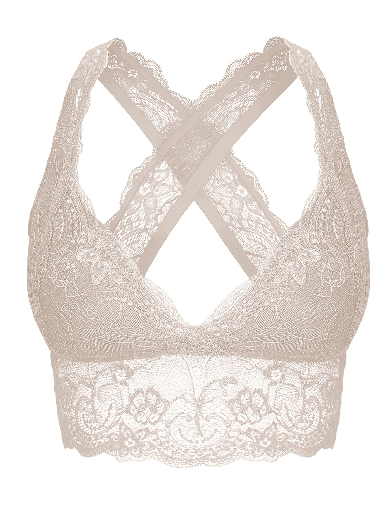 JOJOANS Floral Lace Halter Bra Bralette Top Hook and Eye Closure in The  Back Unpadded Wirefree Lace Bra Nude