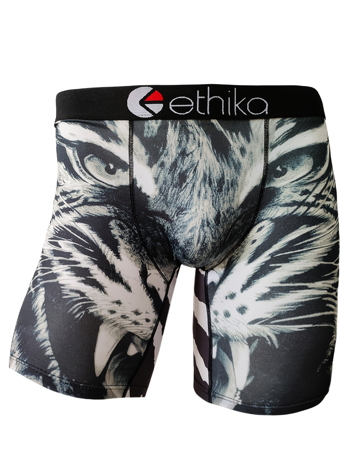 Men's Tiger Head Pattern Sexy Funny Animal Boxer Briefs Underwear