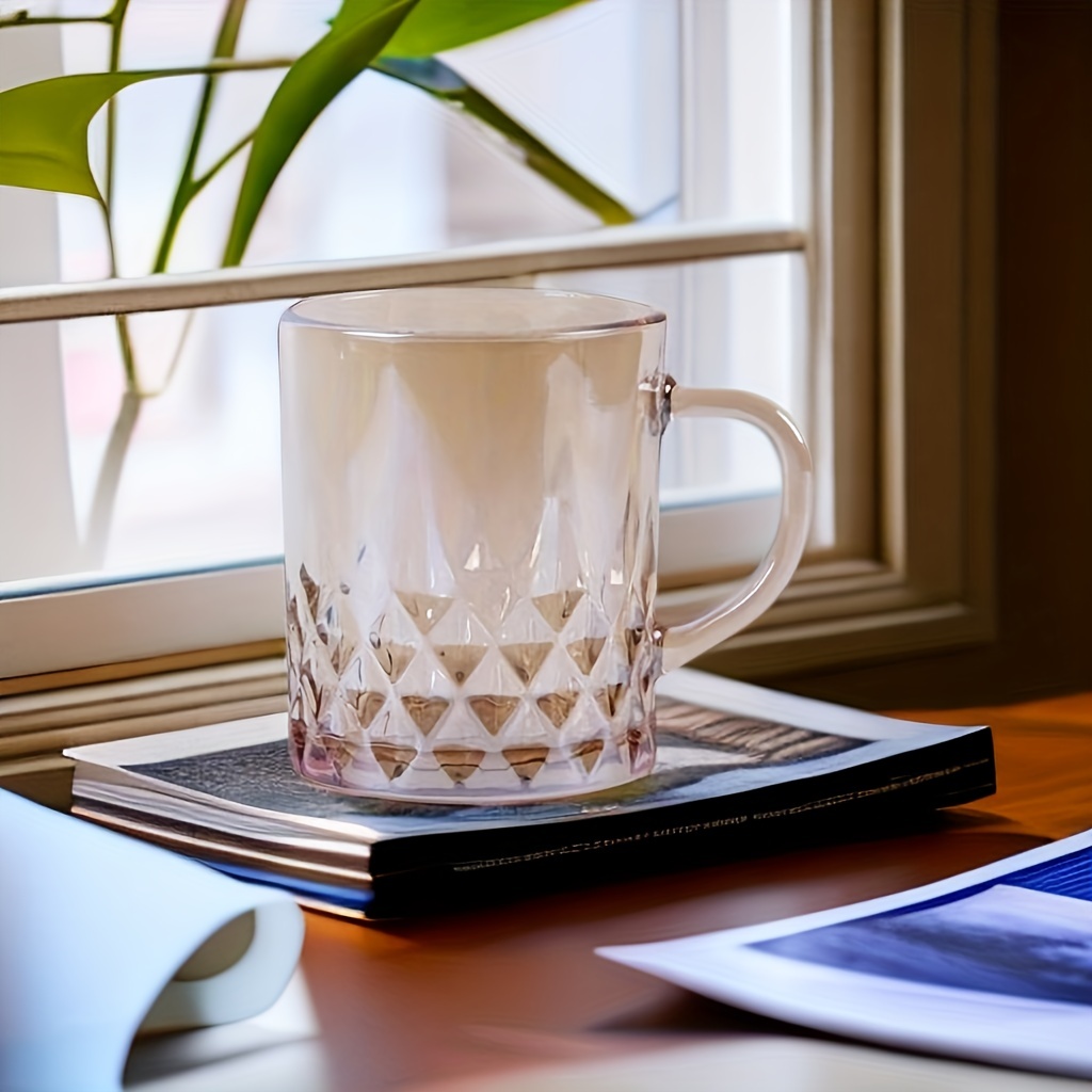 Embossed Glass Coffee Mug With Spoon Coffee Cups With Golden - Temu