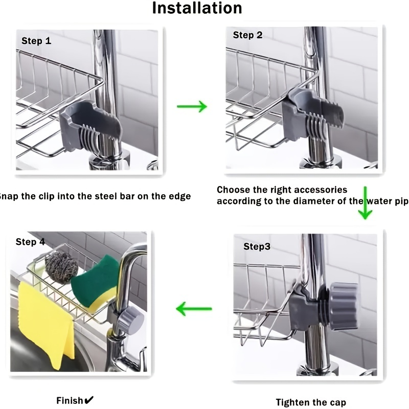Stainless Steel Sink Faucet Rack for RV Kitchen Storage