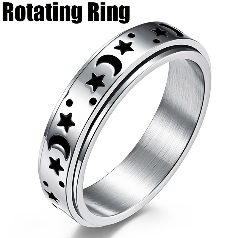 Moon Star Stainless Steel Rotating Ring