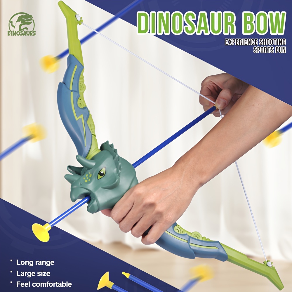 MERPELO Ensemble nœud et flèche dinosaure pour enfants avec 6 flèches à  ventouse, cible autoportante et corde d'arc, idéal pour l'intérieur,  l'extérieur, la chasse, les jeux d'aventure pour garçons et filles 