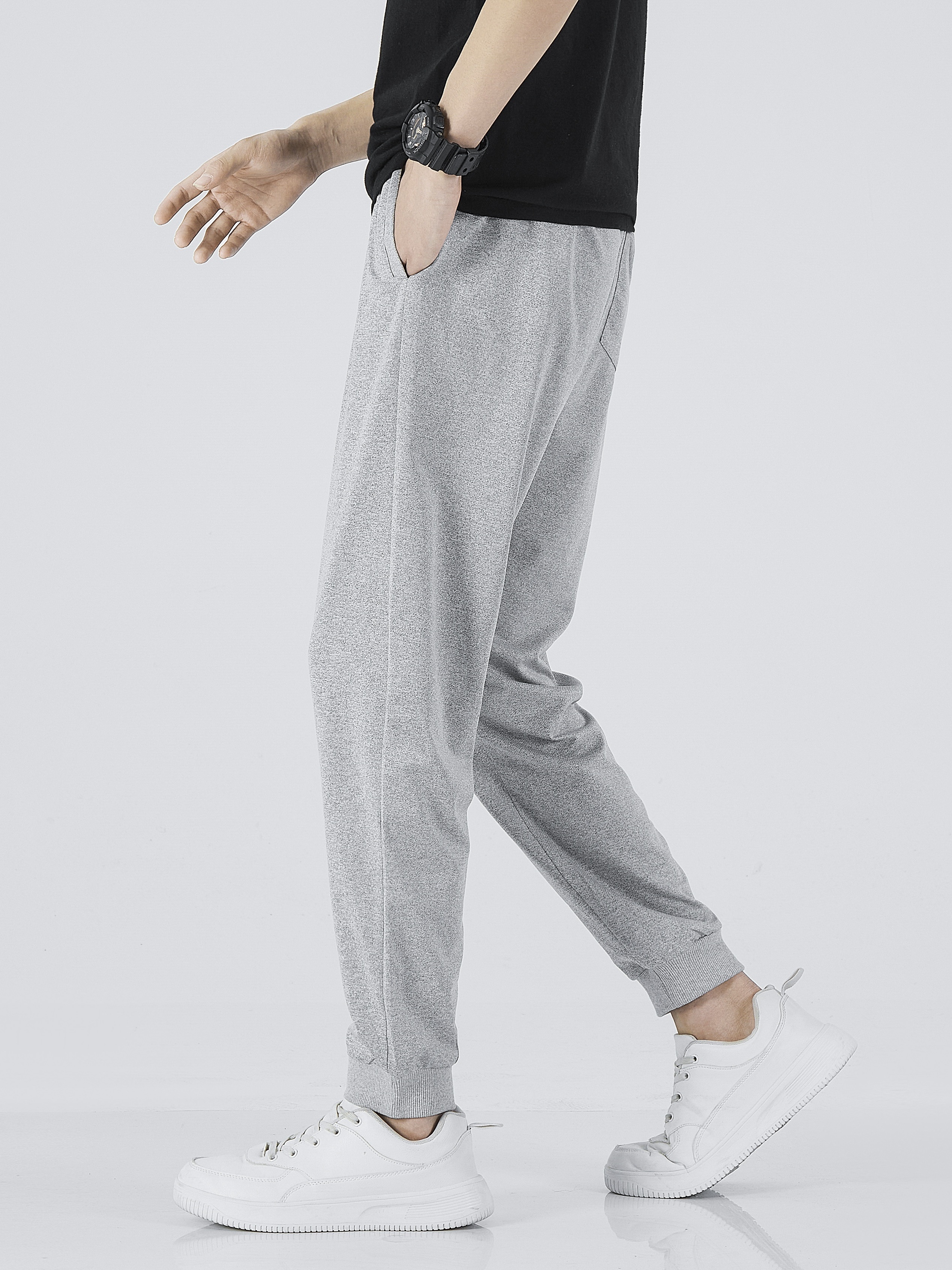 Men's Stylish Solid Sweatpants Pockets Causal Breathable - Temu Canada
