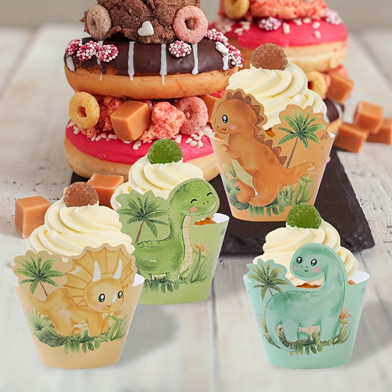 Dinosaur Birthday Cupcake Decorations Dinosaur Cupcake - Temu