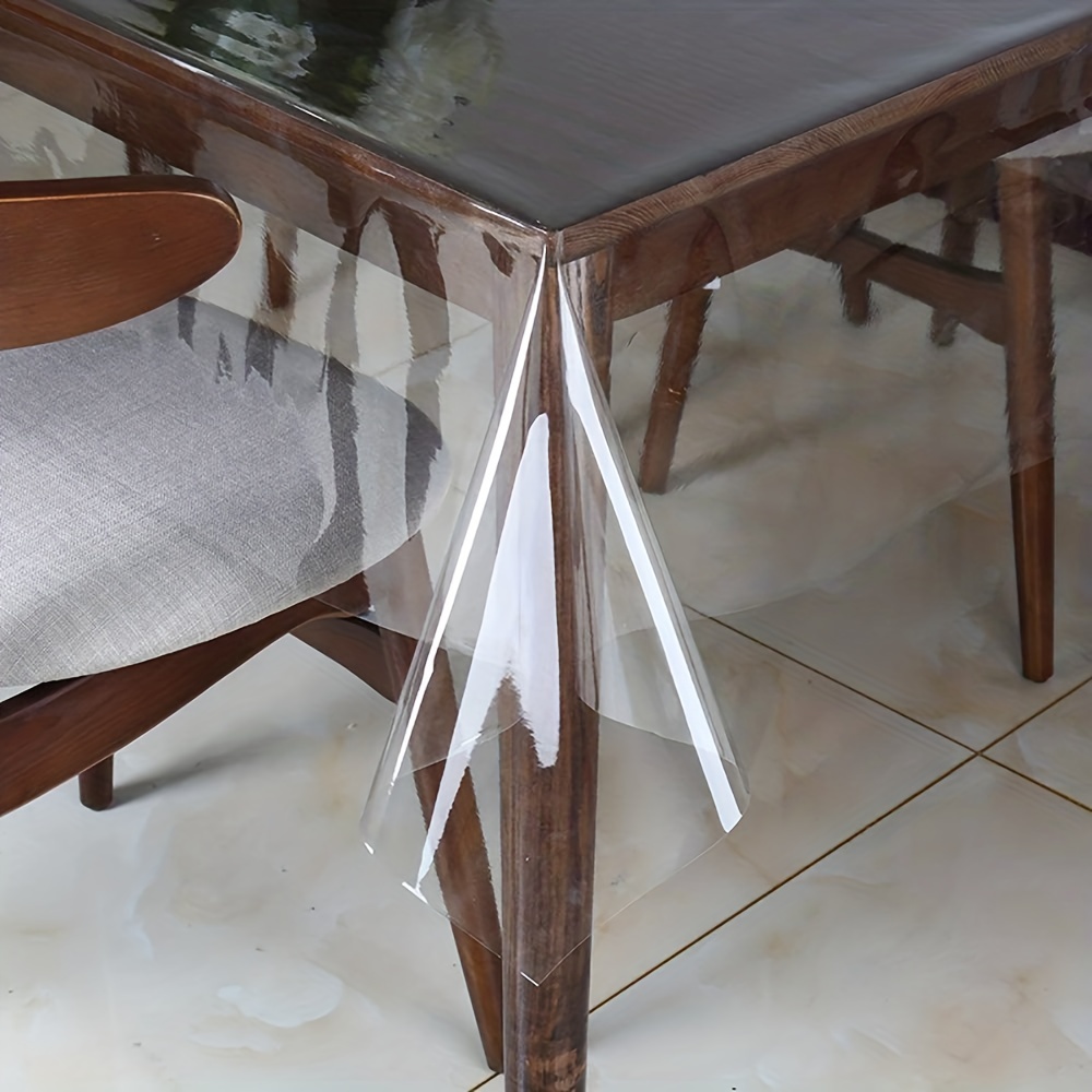 Protector de plástico transparente para mesa, mantel transparente de PVC,  protector de escritorio de vidrio suave de 0.059 in para decoración del