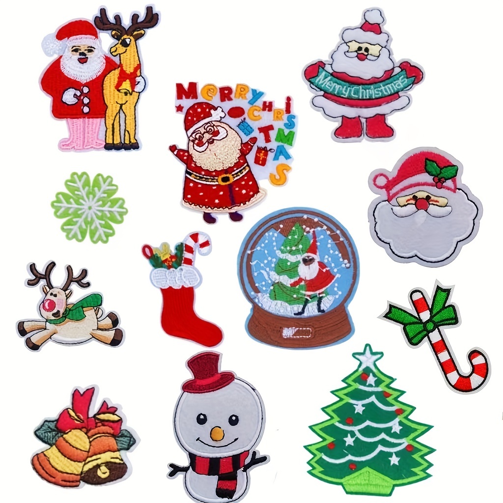 NOLITOY 20 Pcs Embroidery Patches Christmas Sew Applique Christmas Iron on  Patches Patch Glue for Iron on Patches Trendy Decor Christmas Decor