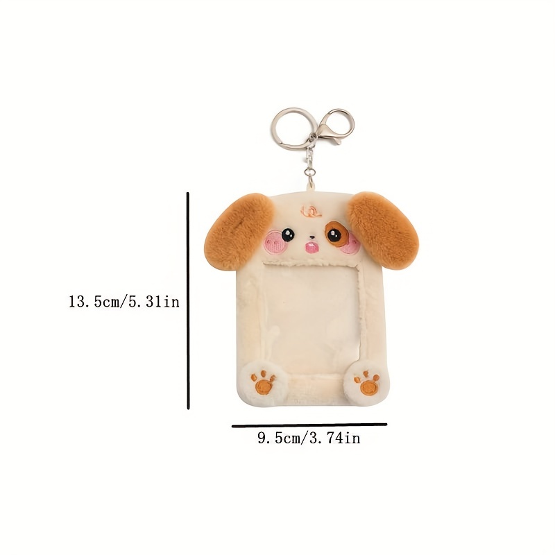 Cartoon Animal Card Cover Holder Keychain Plush Kpop - Temu