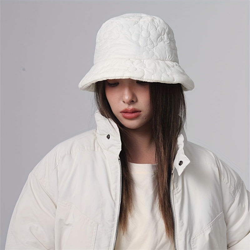 Vintage Wool Bucket Hat Women Classic Leaf Decor Coldproof - Temu