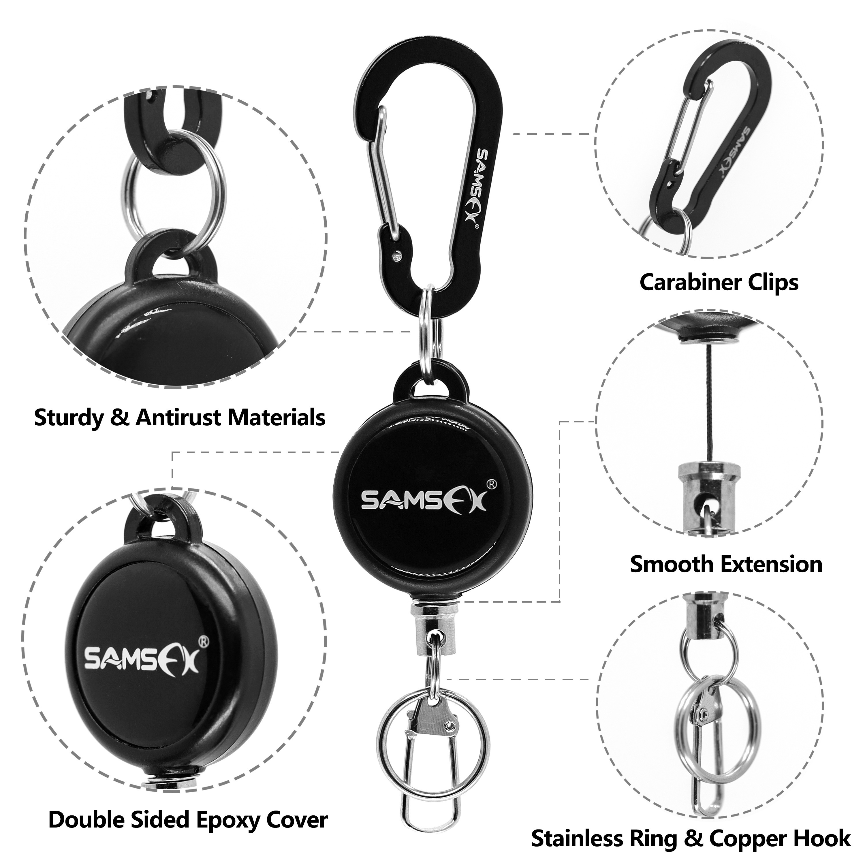 3pcs Fly Fishing * Retractor For Anglers, Quick Release Key Chain Tether,  Retractable Badge Holder For Hanging Fly Fishing Tying Tools And Accessories
