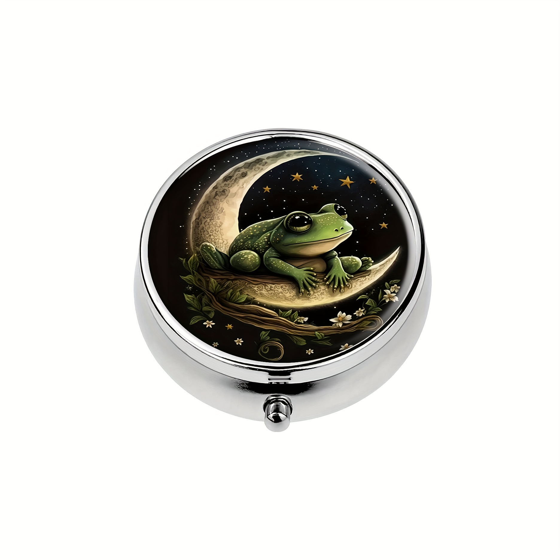 1pc love you to the moon round pill box 3 compartment mini decorative pocket purse portable travel organizer pill case 1