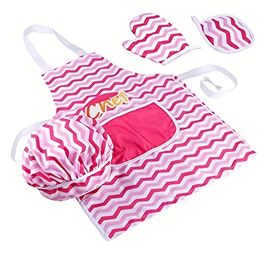 2 Pcs/Set Children Junior Apron Chef Hat Pocket Suit Kids Cooking