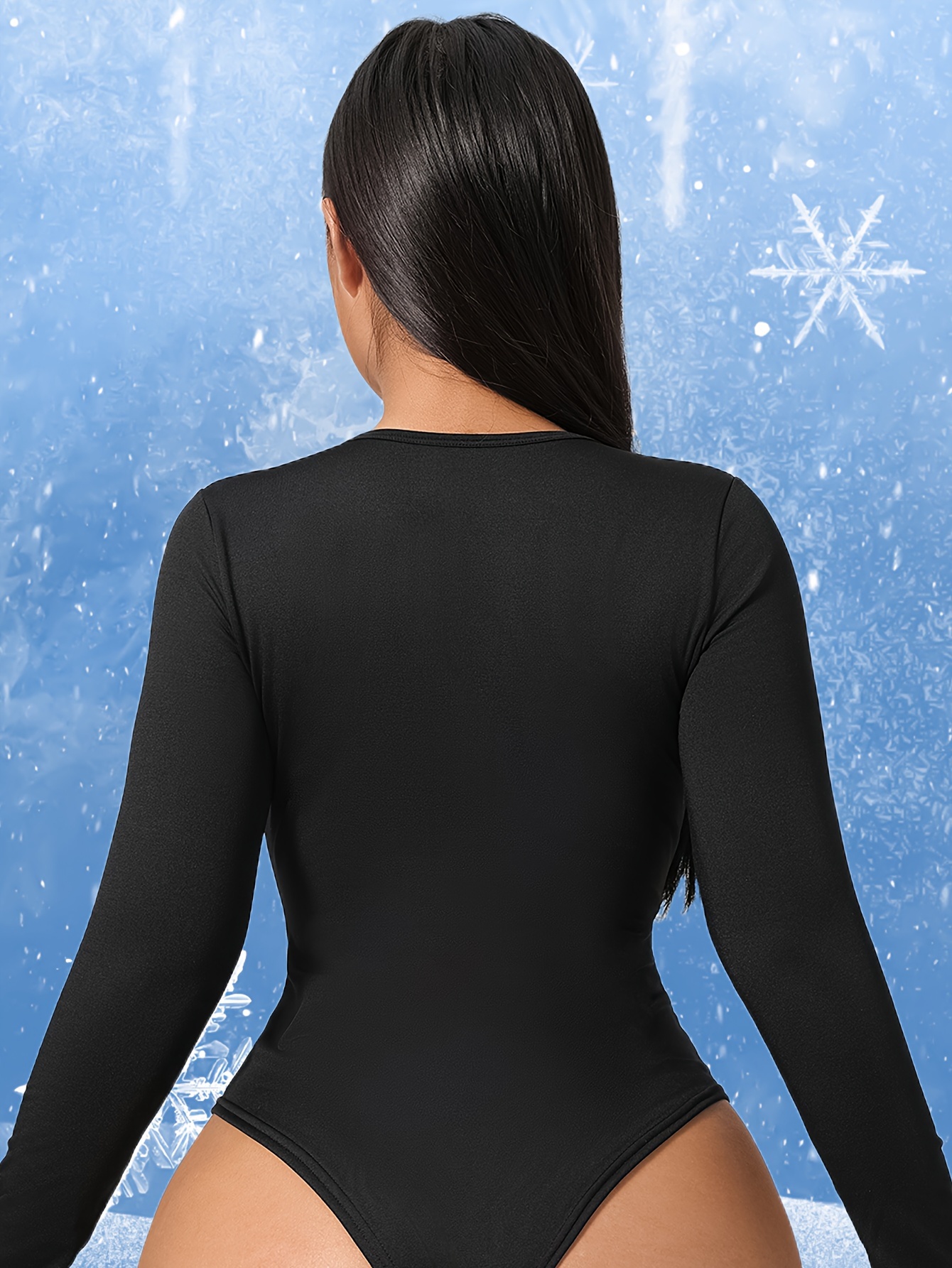 Black thermal bodysuit with fleece