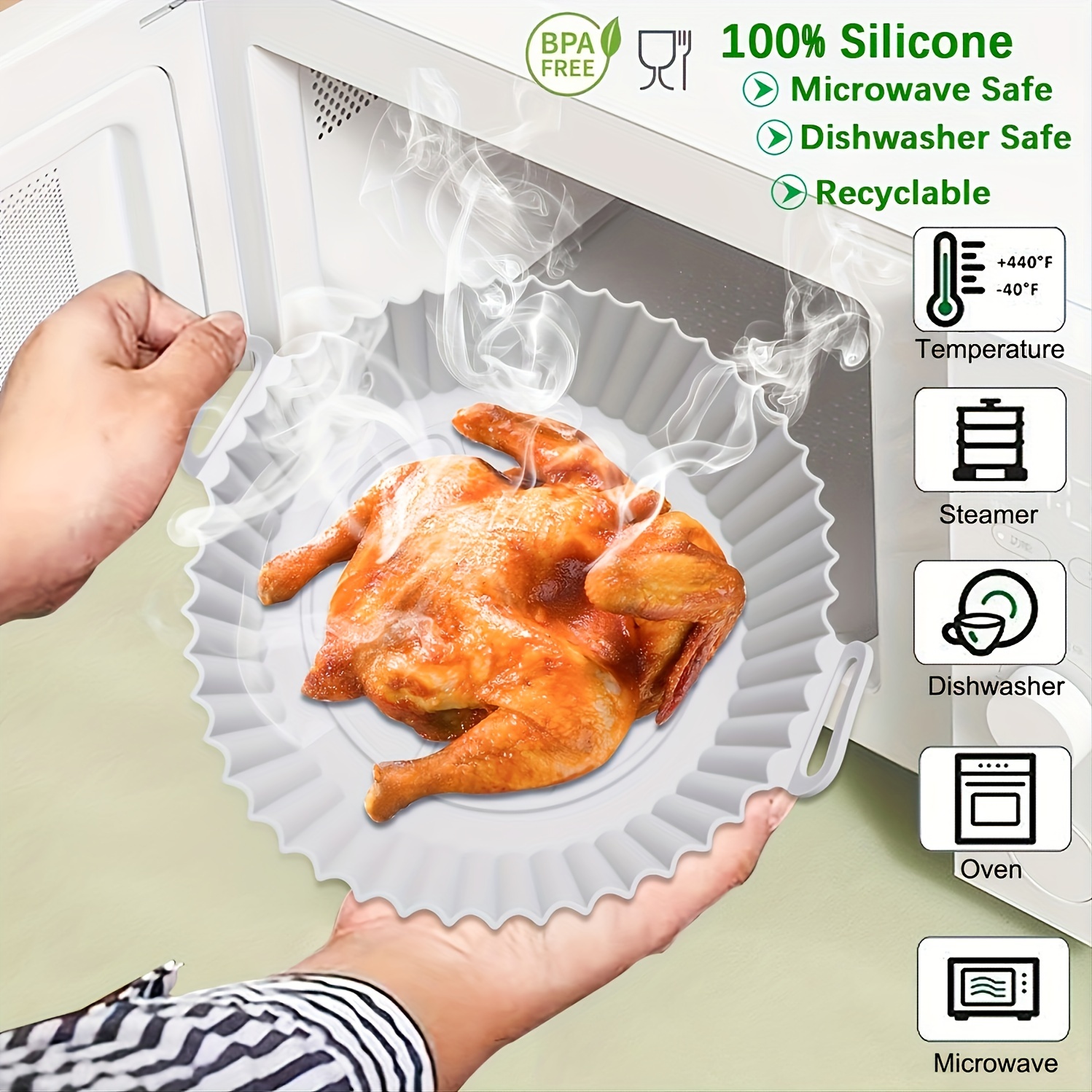 Air Fryer Silicone Liners Reusable Air Fryer Silicone Pot - Temu