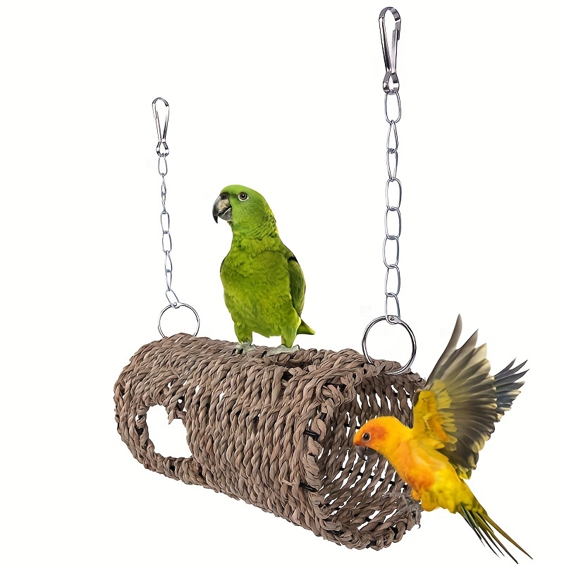 Pet Bird Parrot Cotton Rope Knot Climbing Hanging Cage Decor Swing Bite  Resistant Chew Toy White Cotton Rope Parrot Standing Toy - AliExpress