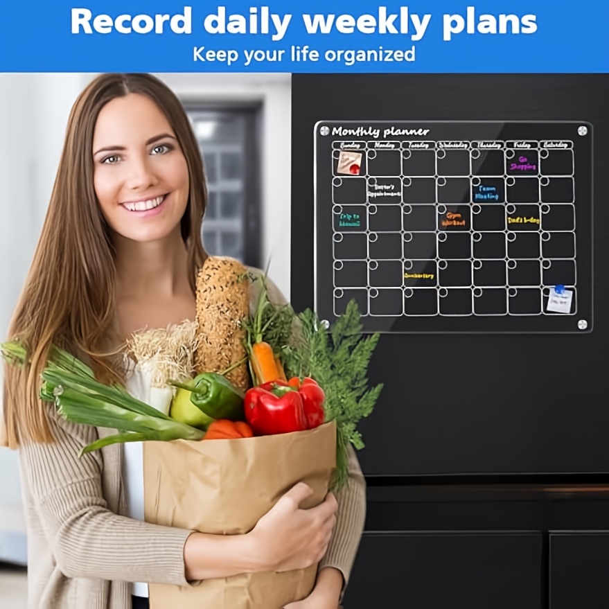 Acheter Tableau de planification mensuel et hebdomadaire magnétique en  acrylique transparent pour calendrier de réfrigérateur 40*30 cm