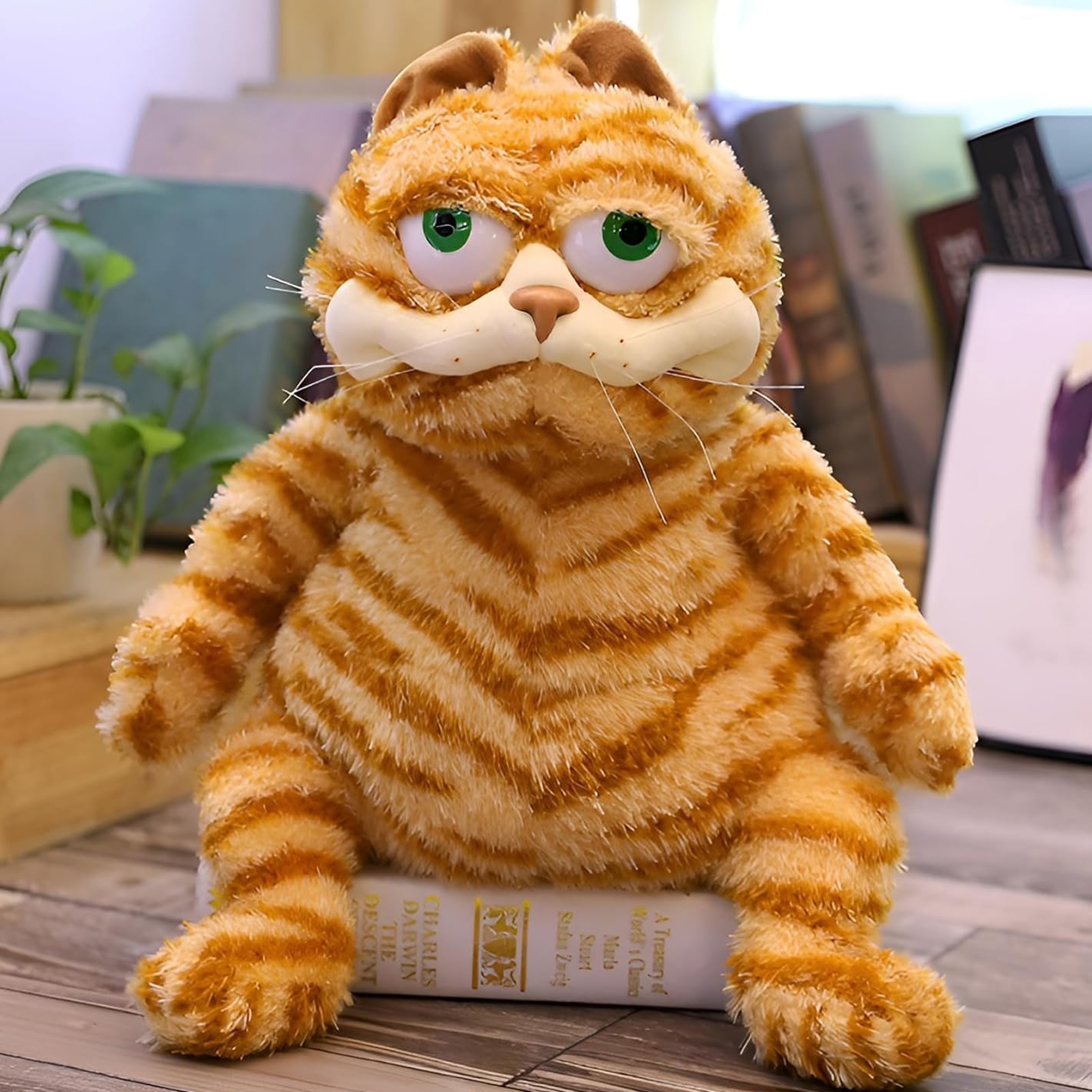 

30cm/11.8in Fat Orange Plush Cat Stuffed Animals Toy, Lifelike Yellow Tabby Cat Kitty Toy, Snuggly Soft Funny Looking Cat Toy For Xmas Birthday Gift