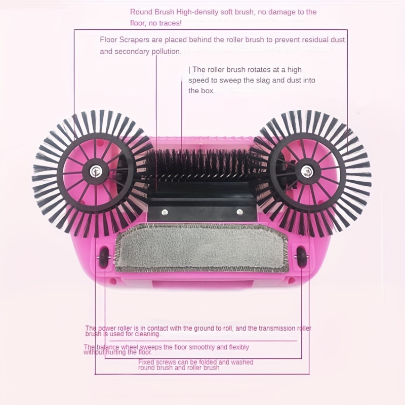 Máquina de barrido doméstico, manual tipo empujador automático sin escoba  barredora de electricidad, máquina de limpieza portátil 3 en 1 recogedor y