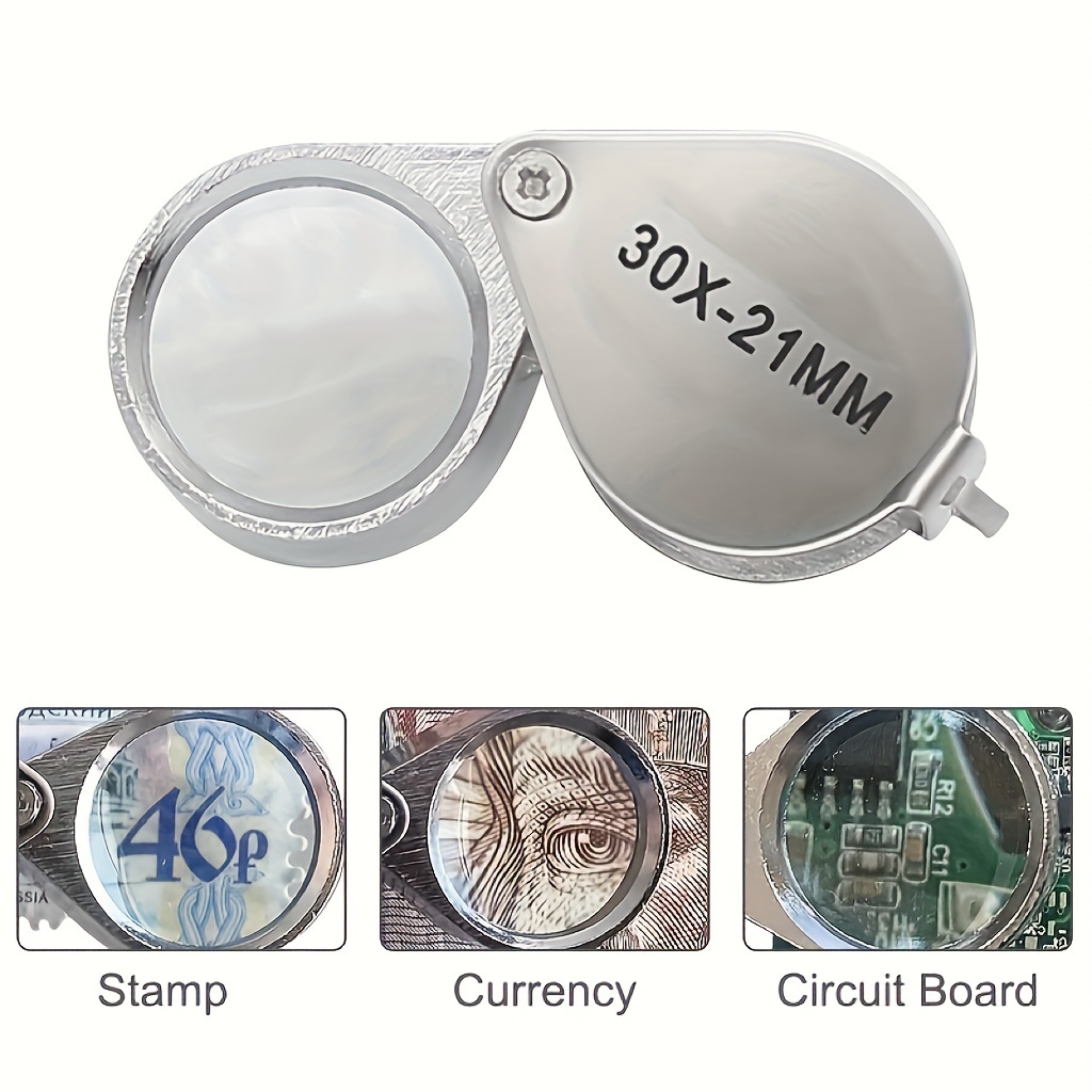 10/20/30x Jewelers Eye Magnifying Glass Pocket Jewelry Loupe Mini Folding  Magnifier For Identifying Jade Coin Antique Stamps Watches - Temu South  Korea