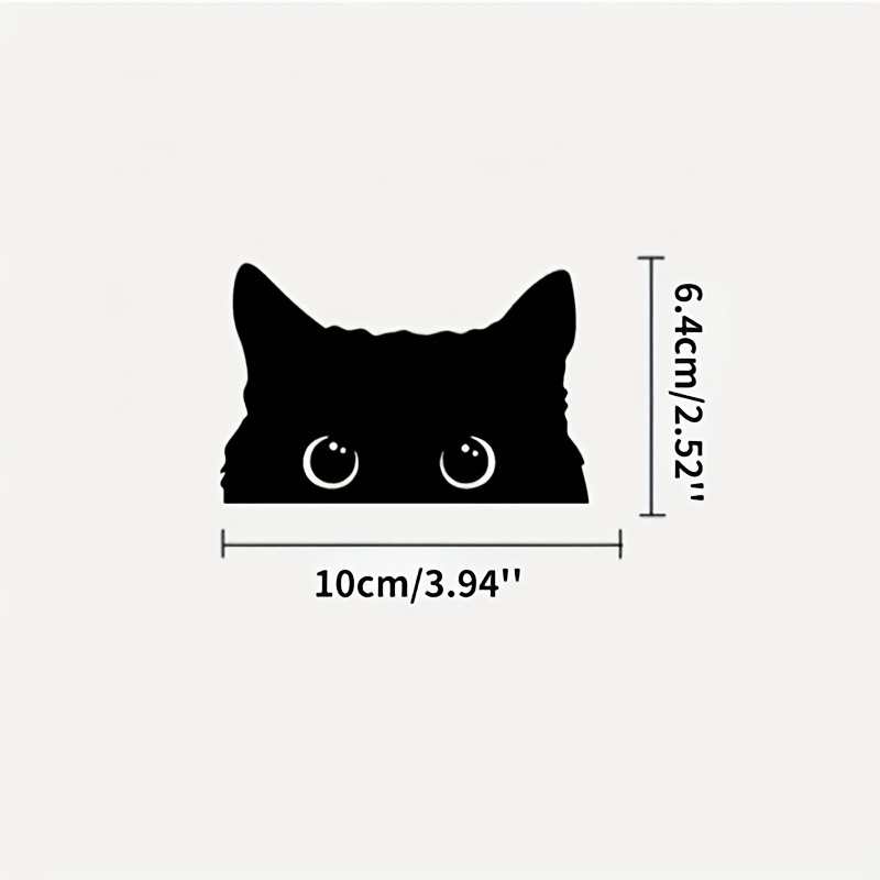 Autocollant de voiture de chaton, dessin animé Carrosserie Décoratif  Autocollant de voiture Autocollant animal mignon 14 x 6 cm, noir