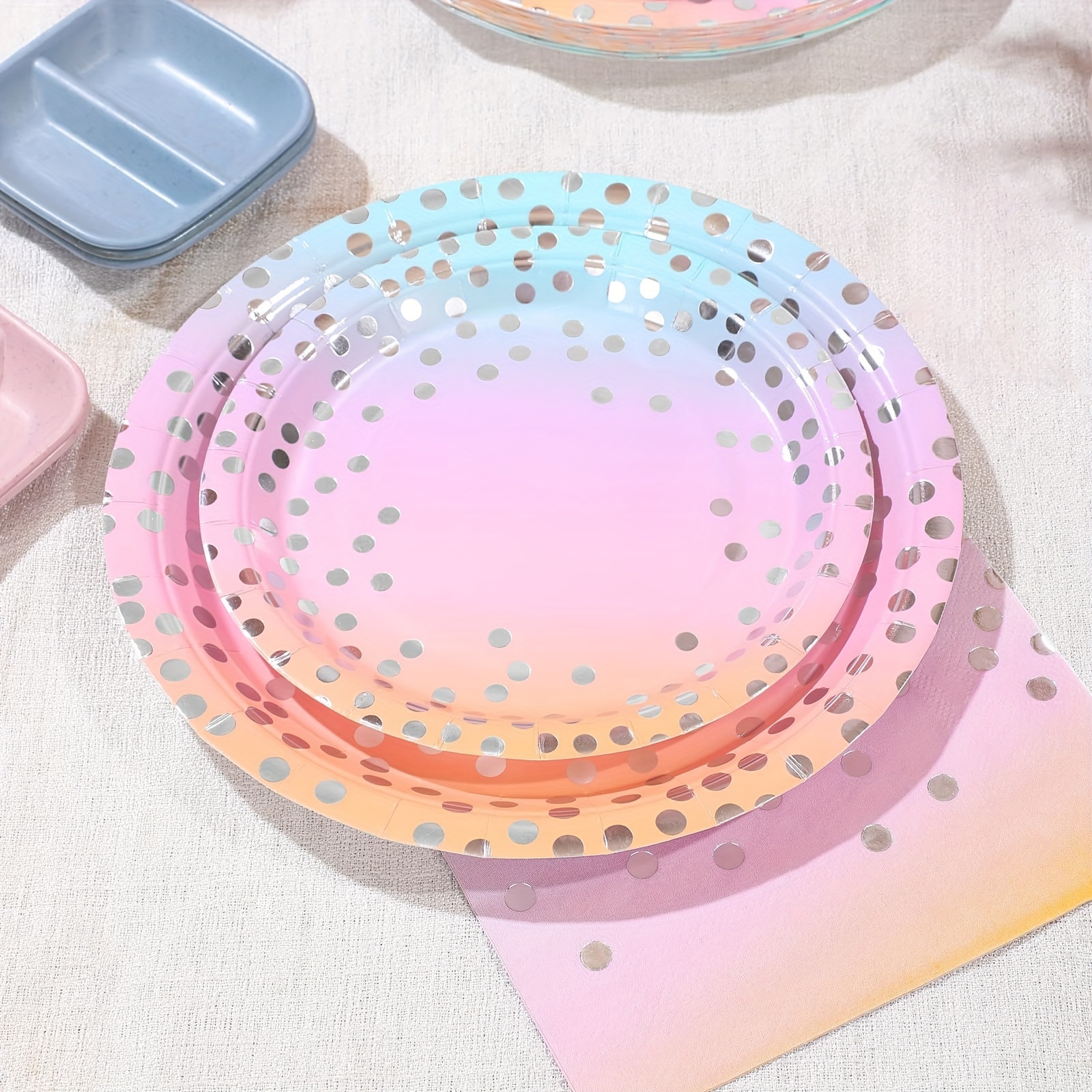 Rainbow Pastel Party Supplies Disposable Dinnerware Set With - Temu