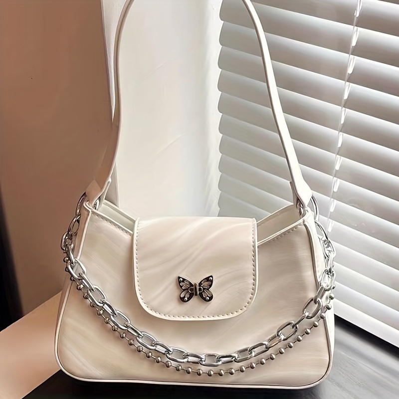 Butterfly & Chain Decor Shoulder Bag