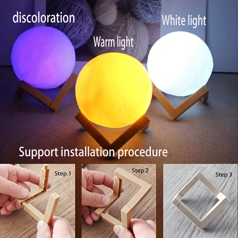 Led Night Light 3d Printing Moon Light Star Light 7 Color - Temu