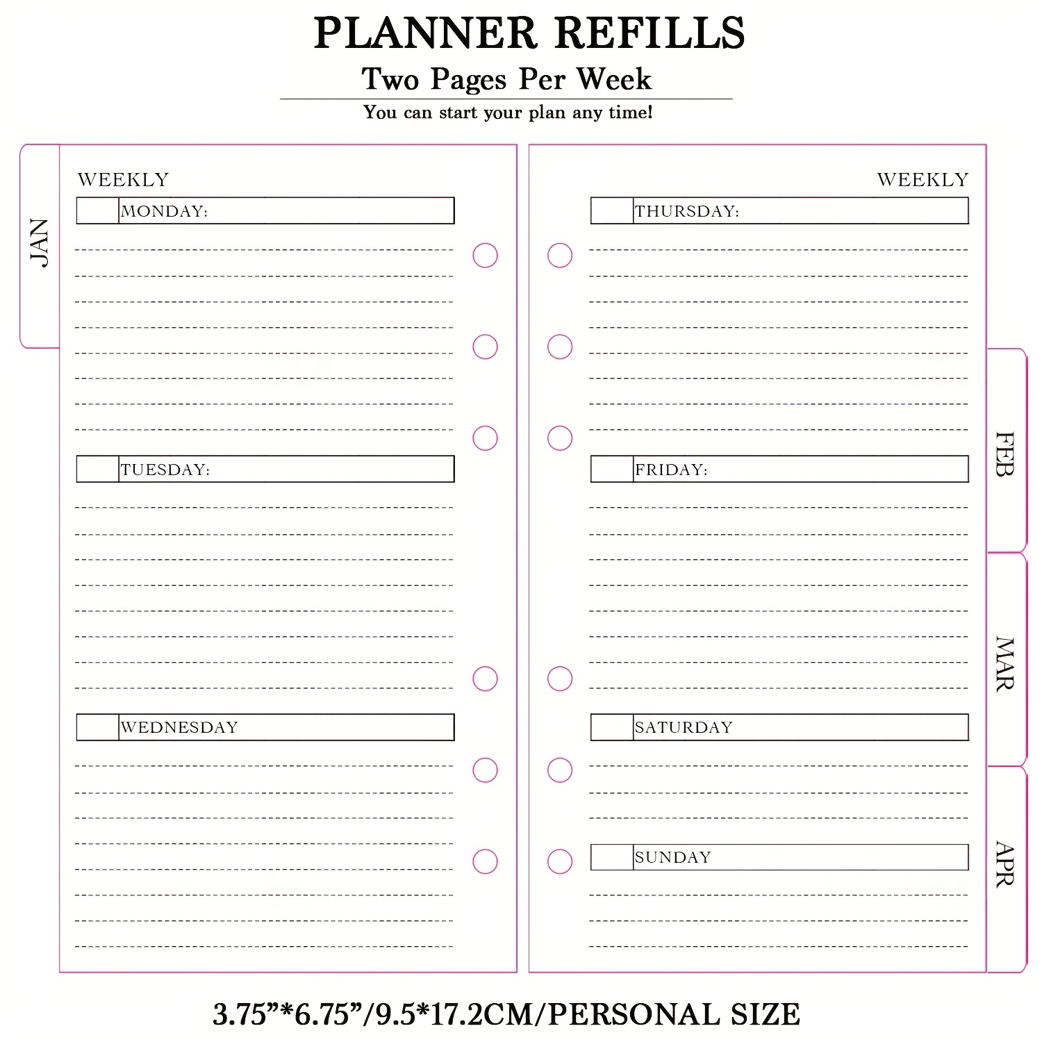Weekly Monthly Planner 6/7hole Punched Budget System Refill - Temu