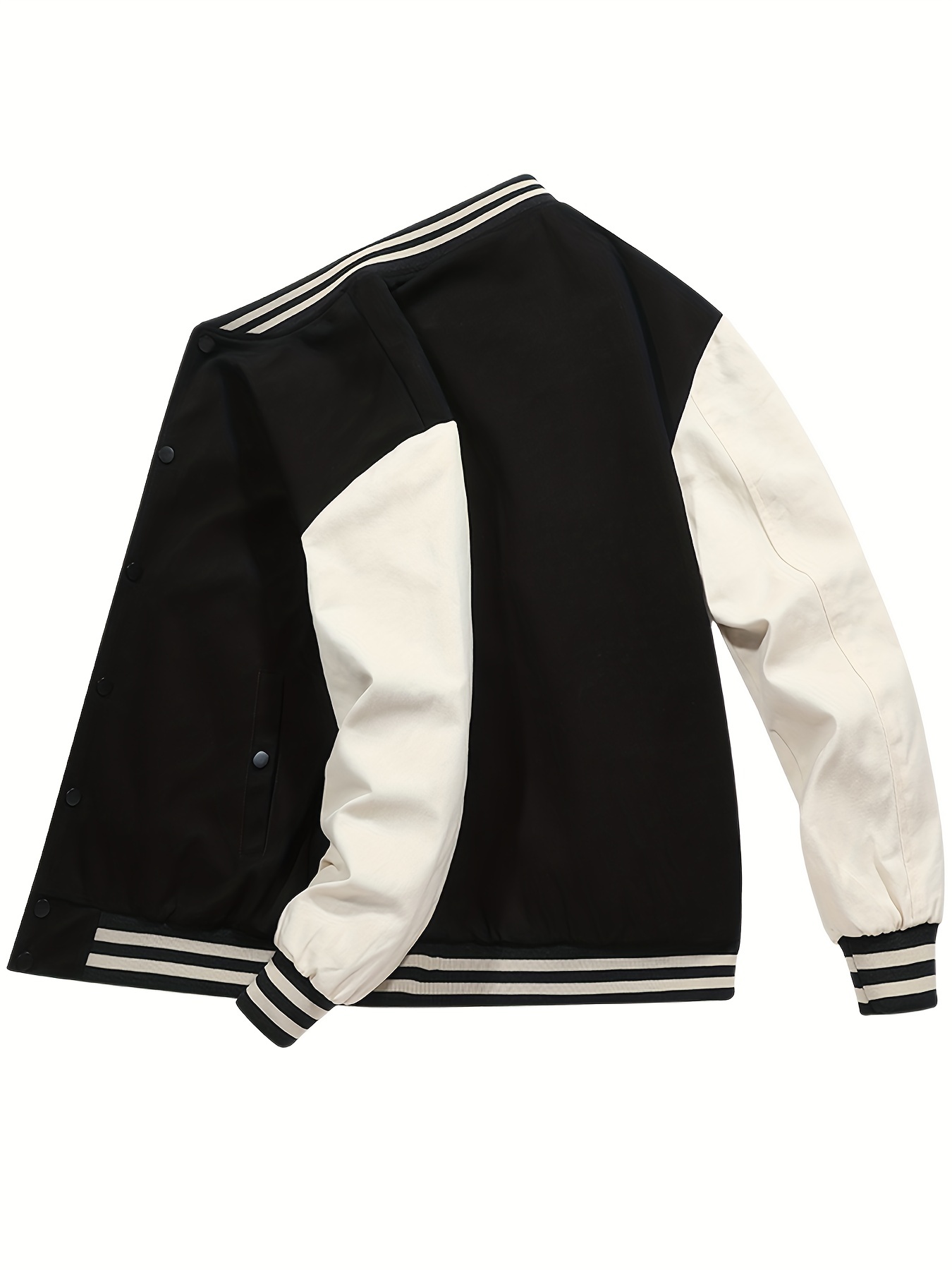 Men Cotton Color Block Varsity Jacket