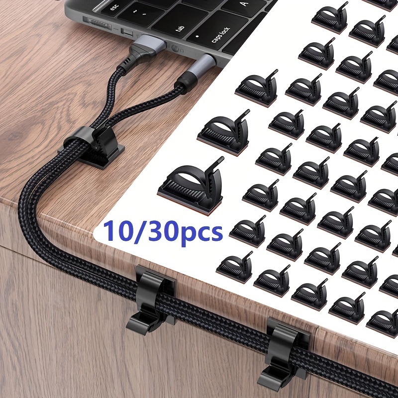 30 Pack Adjustable Cable Clips, 3M-Adhesive Nylon Cable Clamps Wire Clips,  Desk Wall Cord for Wire and Cable Management