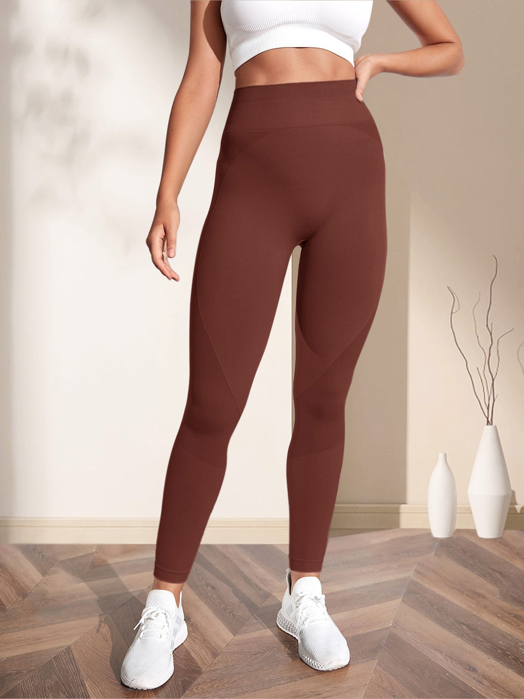 High Waist Solid Color Tight Yoga Pants Seamless Sports - Temu