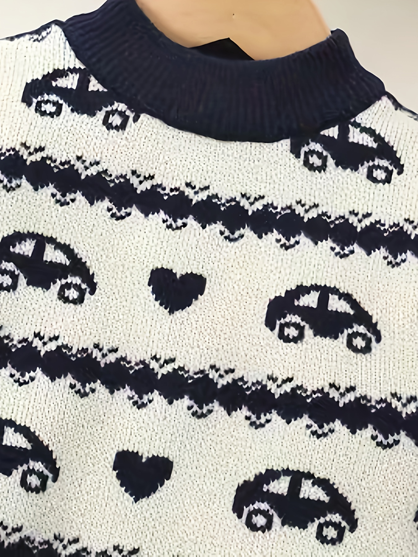 Kid's Color Clash Car & Heart Jacquard Sweater, Casual Cable Knit Long  Sleeve Top, Boy's Clothes For Fall Winter, As Gift