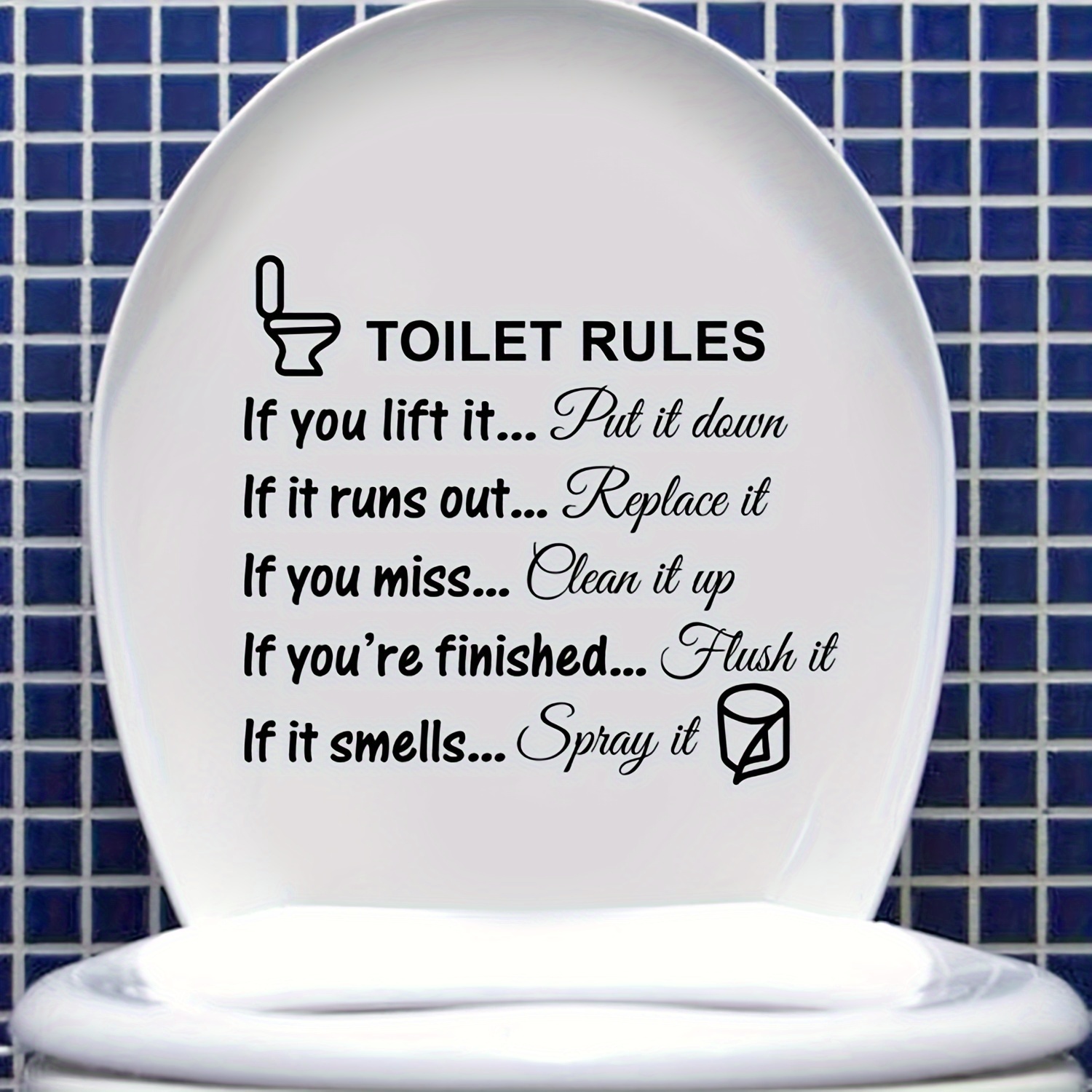 

1pc Diy Removable Toilet Rules Wall Quotes Stickers, Washroom Bathroom Decals, Wc Sign Vinyl Art Decor For Living Room, Home Decorations