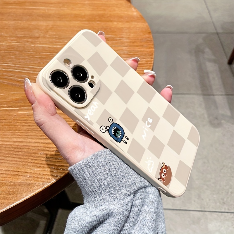 Checkerboard Small Monster Fashion Trend Small Phone Case Tup Soft Case  Anti Drop For Iphone 14 13 12 11 Plus Pro Max - Temu Croatia