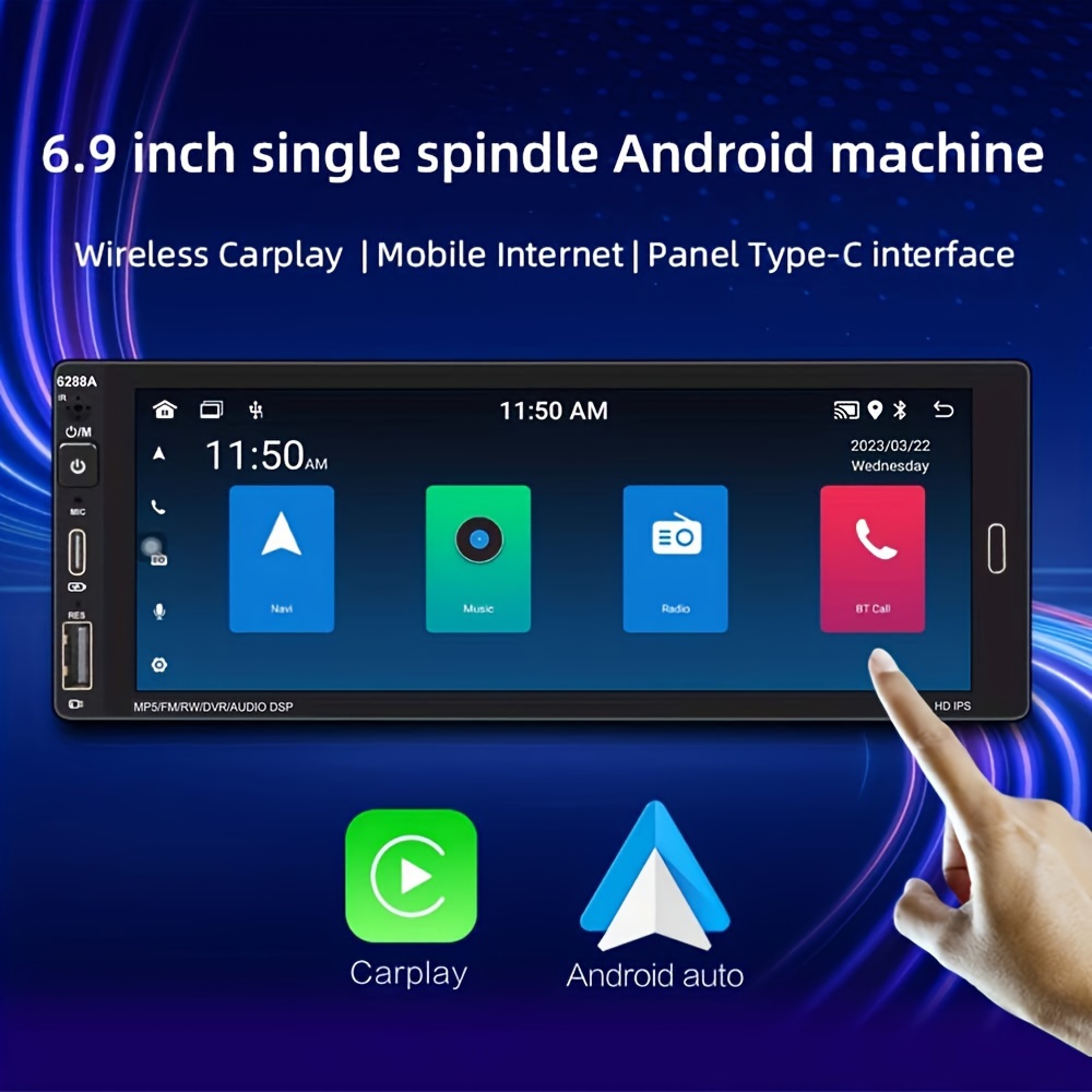 Radio estéreo de coche Android de 8 núcleos 4 GB+64 GB doble DIN para Apple  Carplay y Android Auto, radio de coche con pantalla táctil IPS de 10