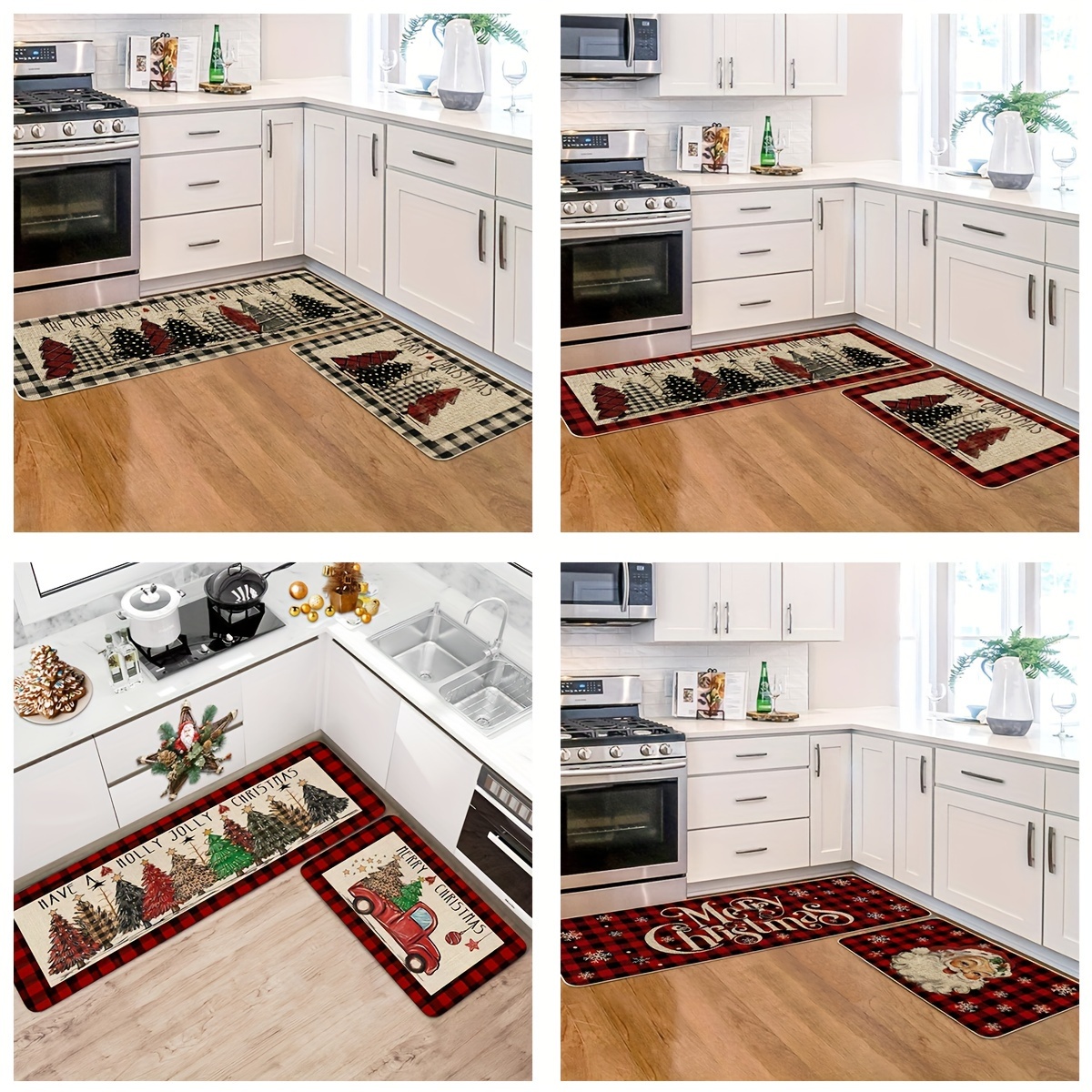 Non-Skid Natural Rubber Kitchen Mats for Floor Runner Rugs Set for