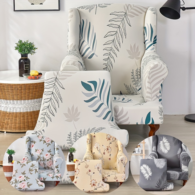 1 pieza Funda de sofá para sillón orejero con patrón de flor ala silla  moderno poliéster para casa