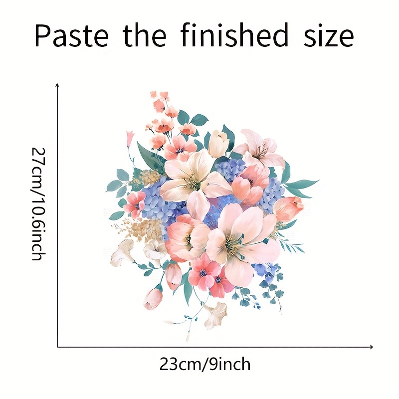 Flower Bird Pattern Toilet Lid Decal Self Adhesive Sticker