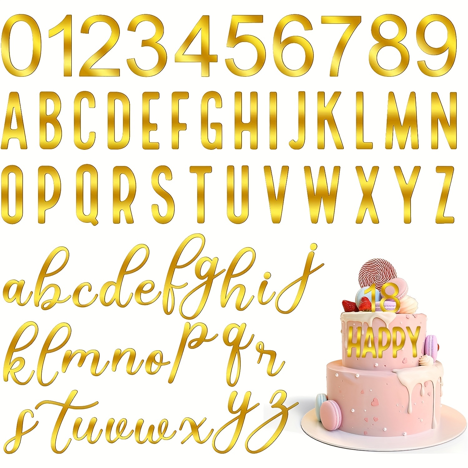 Golden Letters Cake Toppers Acrylic Alphabet Cake Toppers - Temu