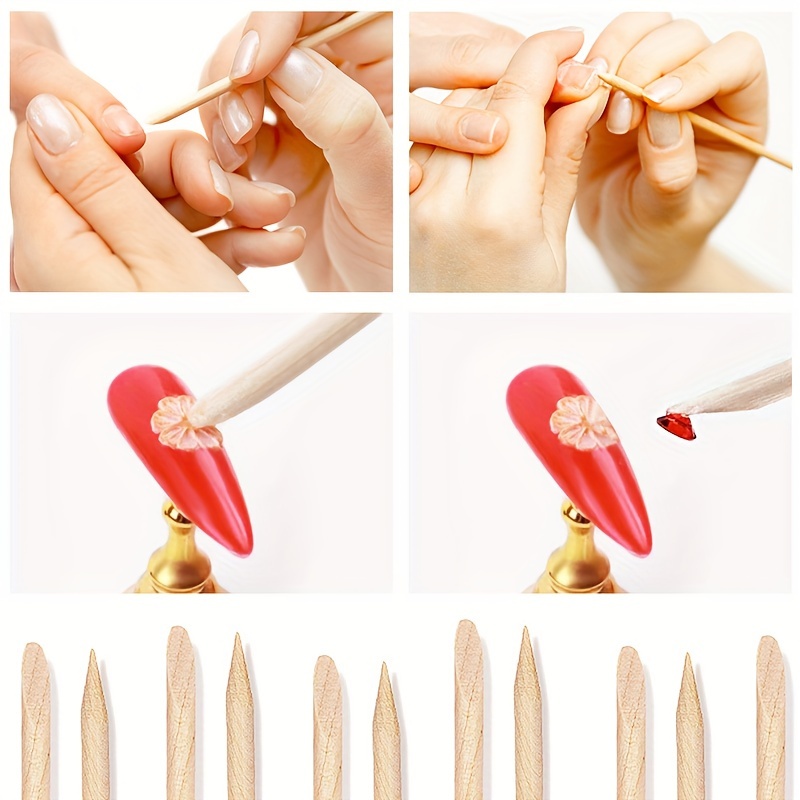 Palillos de madera de naranja, arte de uñas, removedor de cutículas,  herramienta de manicura pedicura (100 piezas)