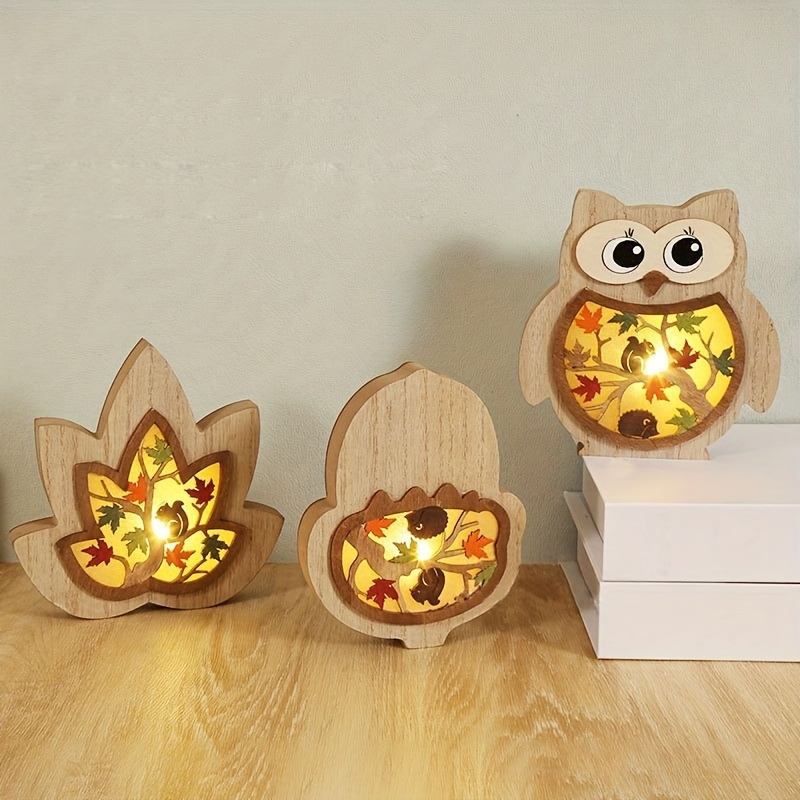 Creative Wooden Crafts Owl Squirrel Ornaments Wooden Animal - Temu
