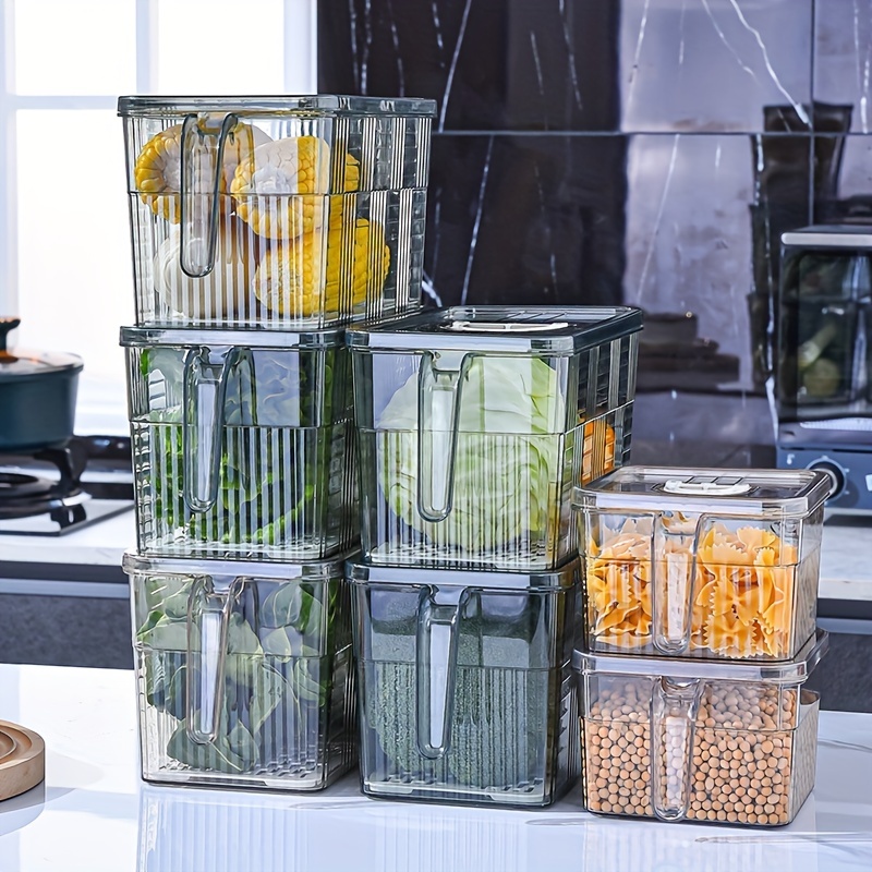 kitchen transparent stackable refrigerator food vegetable