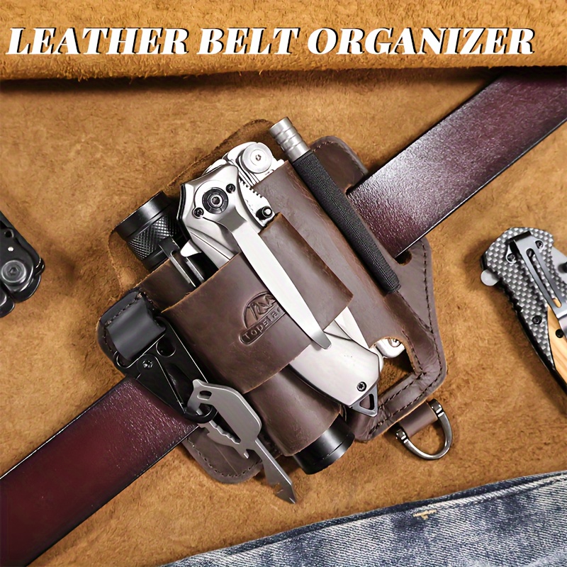 With Key Holder Multi Tool Pouch, Leather Belt Loop Waist Multitool  Sheath,edc Multitool Sheath For Belt For Training, Camping, Climbing,  Fishing,trav