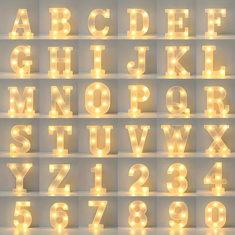 Letras iluminadas, letras con luces brillantes que funcionan con pilas,  letras LED del alfabeto, letras del alfabeto, para luz nocturna, bodas