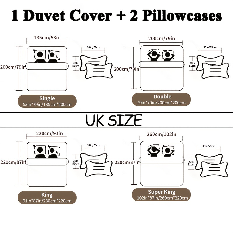 3pcs Block Printed Bedding Set Duvet Cover and Pillowcases