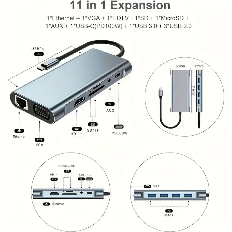 Usb Hub 3.0 For Type c Port 1 Adapter For Computer - Temu