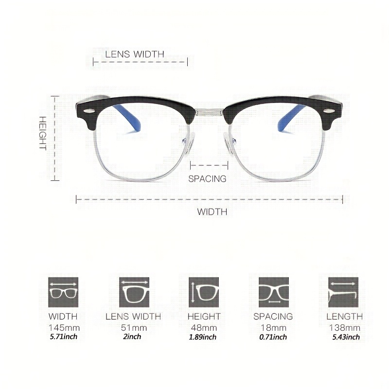 Women's Semi Rimless Light Blocking Glasses Frame