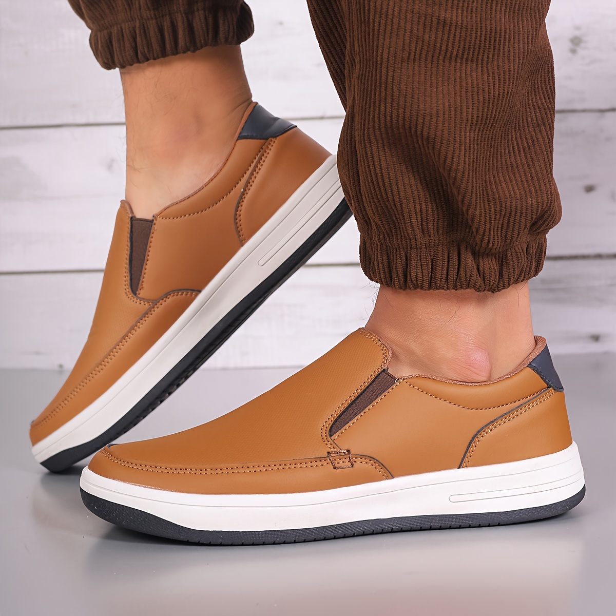 Men's Solid Slip On Loafer Shoes, Comfy Casual Non Slip Soft Sole Shoes For  Men's Outdoor Activities