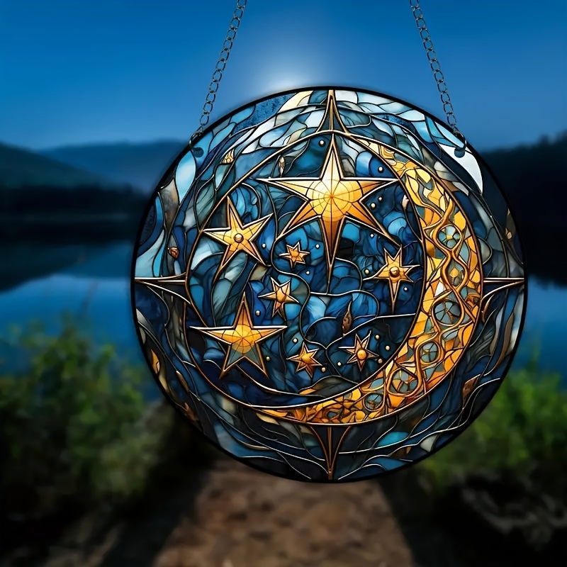 1pc Acrylique Art Lumière Soleil Lune Pendentif, Premium Mystérieux Décor À  La Maison Fenêtre Suspendue Suncatcher