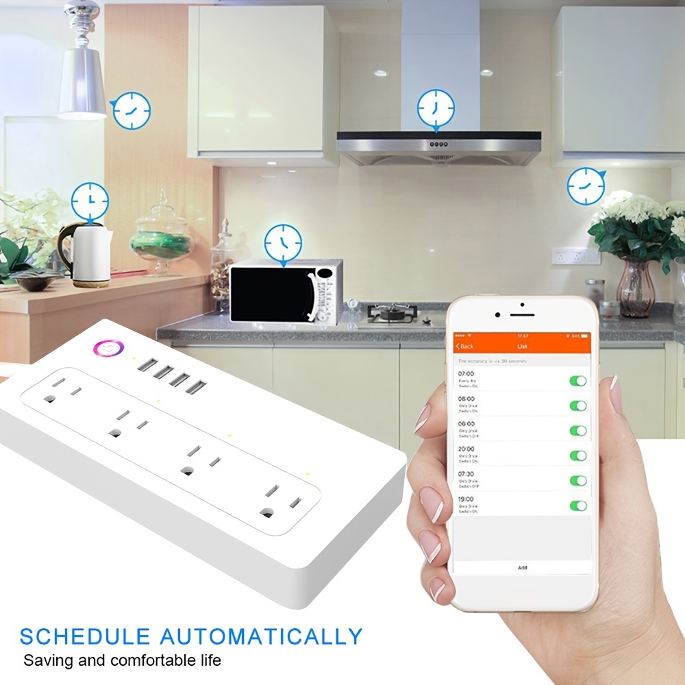 WiFi Smart Power Strip Socket Compatible with  Alexa Google